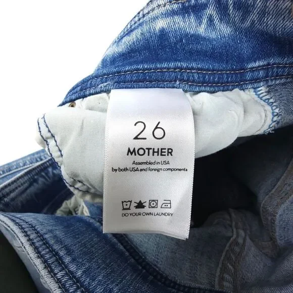 MOTHER Denim Swooner Snapped Ankle Jeans Bonfire Lighting Skinny Button Fly 26 - Picture 2 of 10